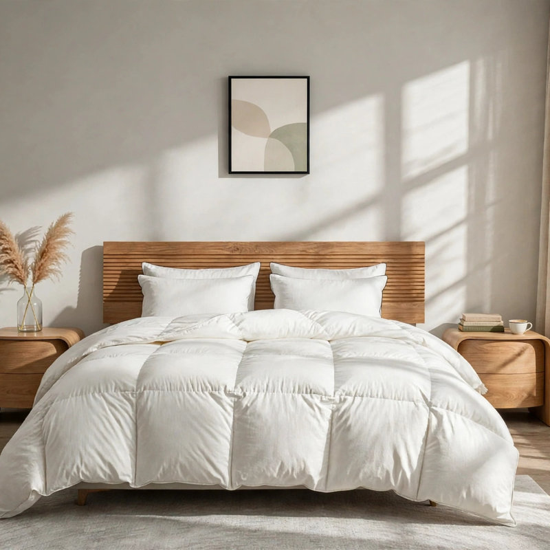 All Season Down Blend Comforter/ Duvet Insert with Soft Cotton Blend Cover, Queen, Queen
