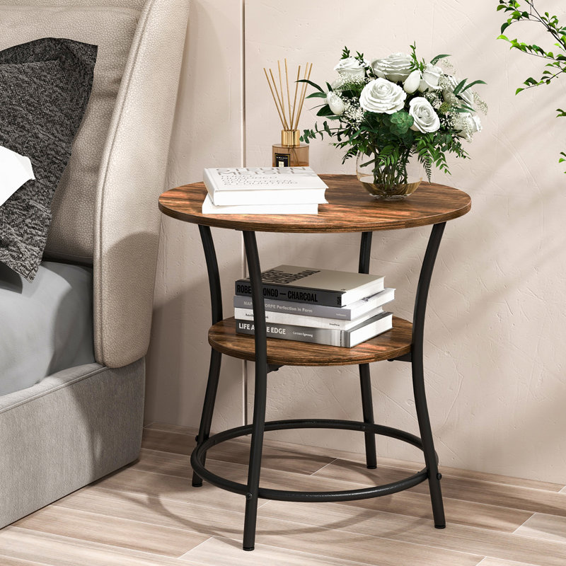 Top End Table with Storage, Brown