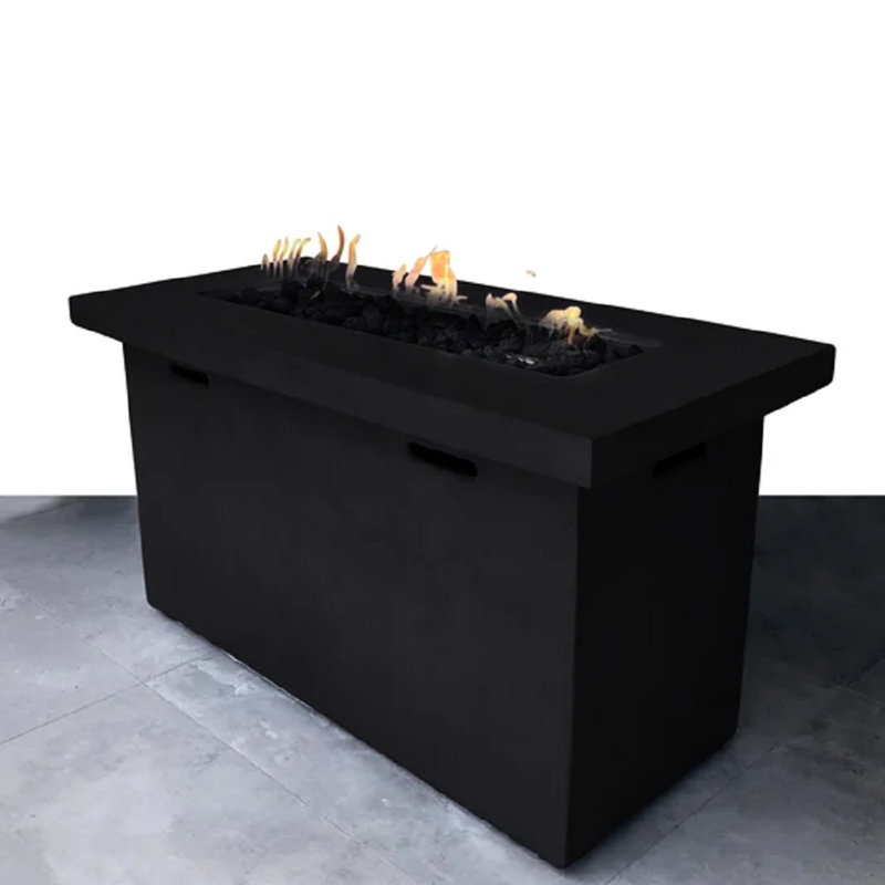 Table foyer au propane en béton renforcé de fibres, H 25 po x l 42 po, chaleur, finition rouille