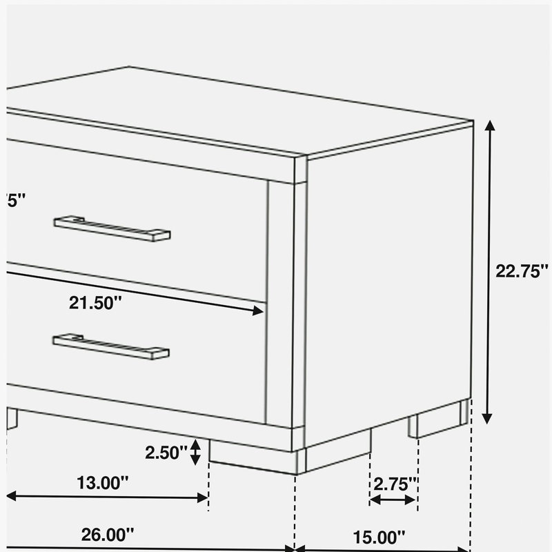 Table de chevet 2 tiroirs Polk Cappuccino