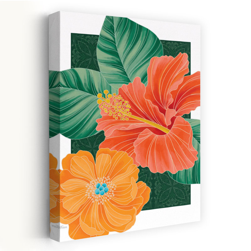 Échos d'orange - fleur d'hibiscus tropical, H 24 po x l 16 po