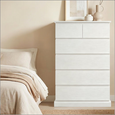 Grande commode à 6 tiroirs avec poignées dissimulées, rangement en bois moderne pour la chambre à coucher et le salon