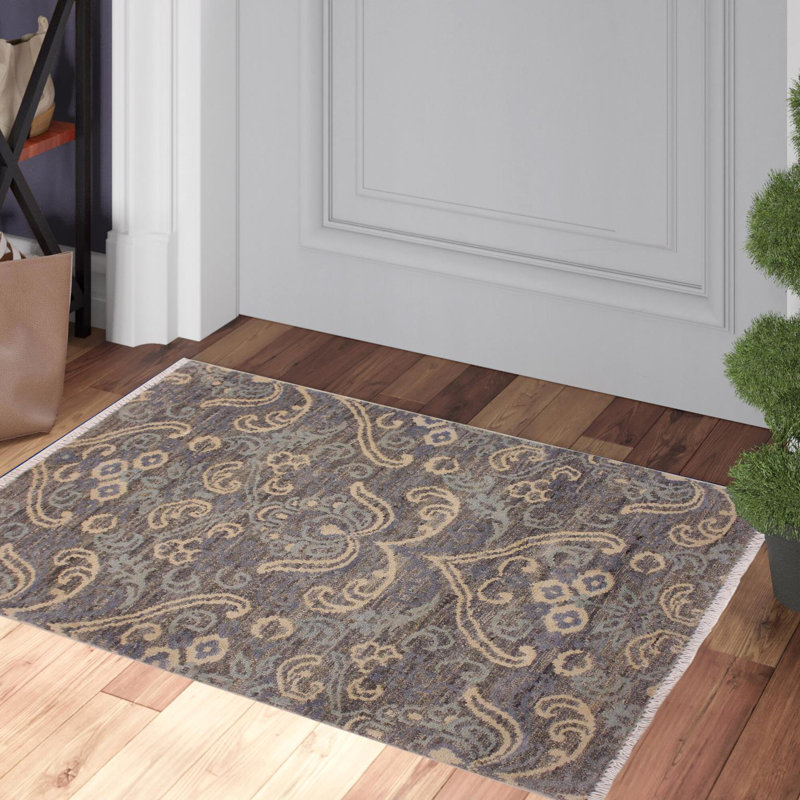 Belton One-of-a-Kind 2'2" x 3' Area Rug in Blue/Beige/Black