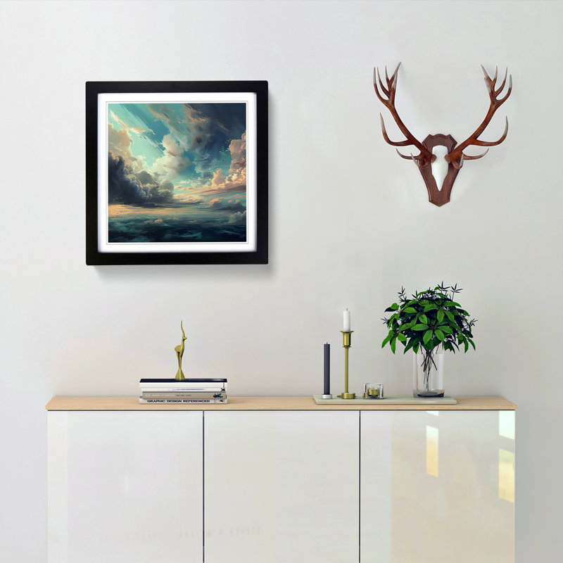 Cloudy Sky Digital No.8 - Single Picture Frame Print on Wood, Black