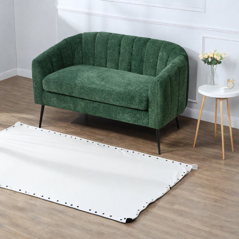 Compact Modern Glam Sofas, Chenille Accent Loveseat For Small Spaces