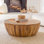 Table basse tambour en bois de manguier massif