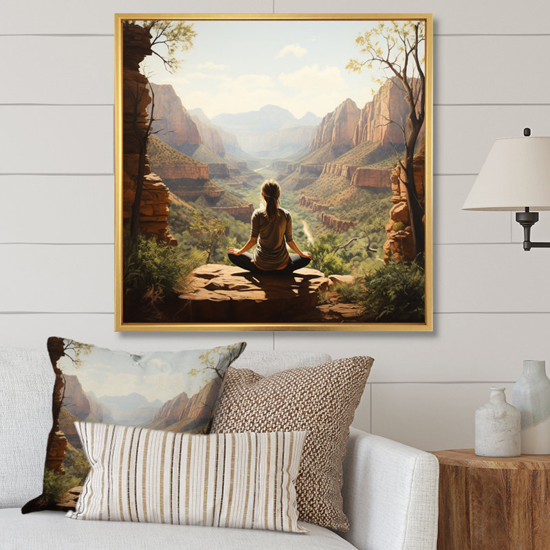 Gold Framed Yoga in Nature Canvas Print, 16" x 16"