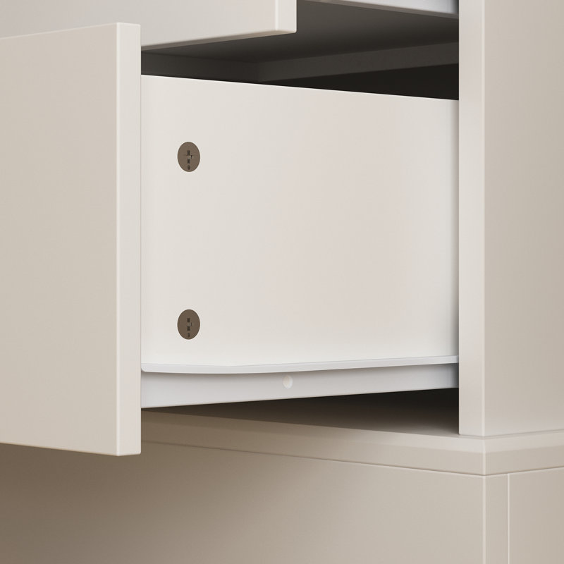70''H Bookcase With Drawers And Glass, White
