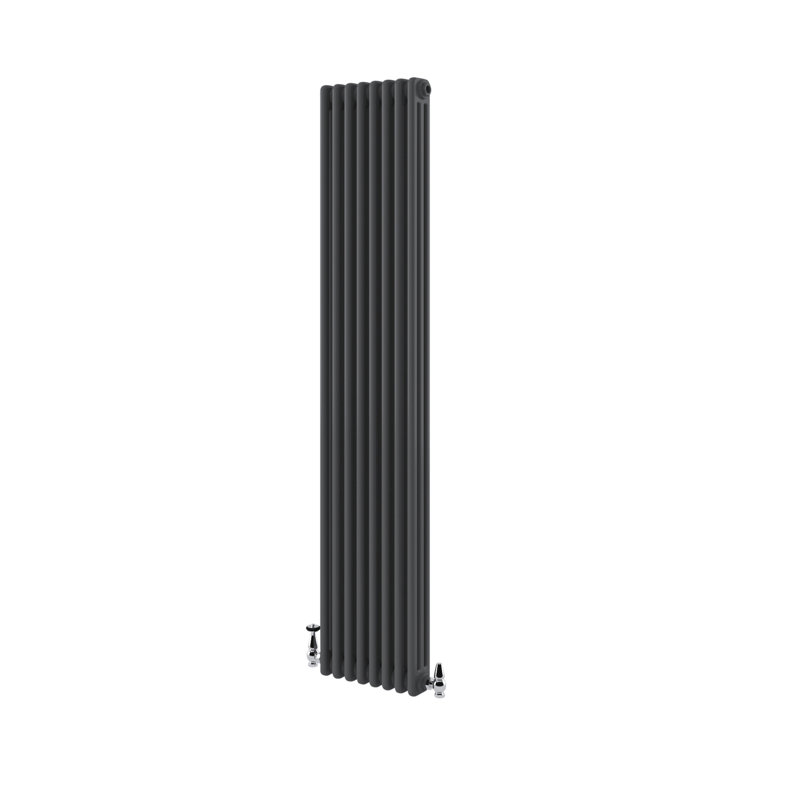 Uxbridge Vertical Traditional Colosseum Radiator, 1800mm H x 380mm W x 130mm D, Anthracite