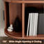 Grand support de tourne-disque rond avec station de charge et ports USB, armoire de rangement de disques, support de table tournante moderne Mid-Century pour le salon de la chambre à coucher