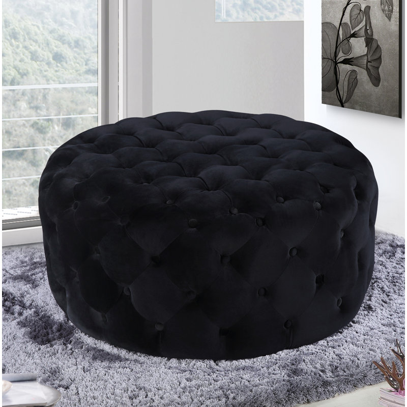 Repose-pieds rond 36 po Plattsburgh, Velours noir