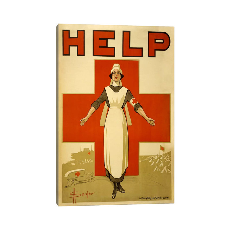 Help Australian Red Cross Vintage Poster by Unknown Artist - Wrapped Canvas Print, 20.32 cm H x 30.48 cm W