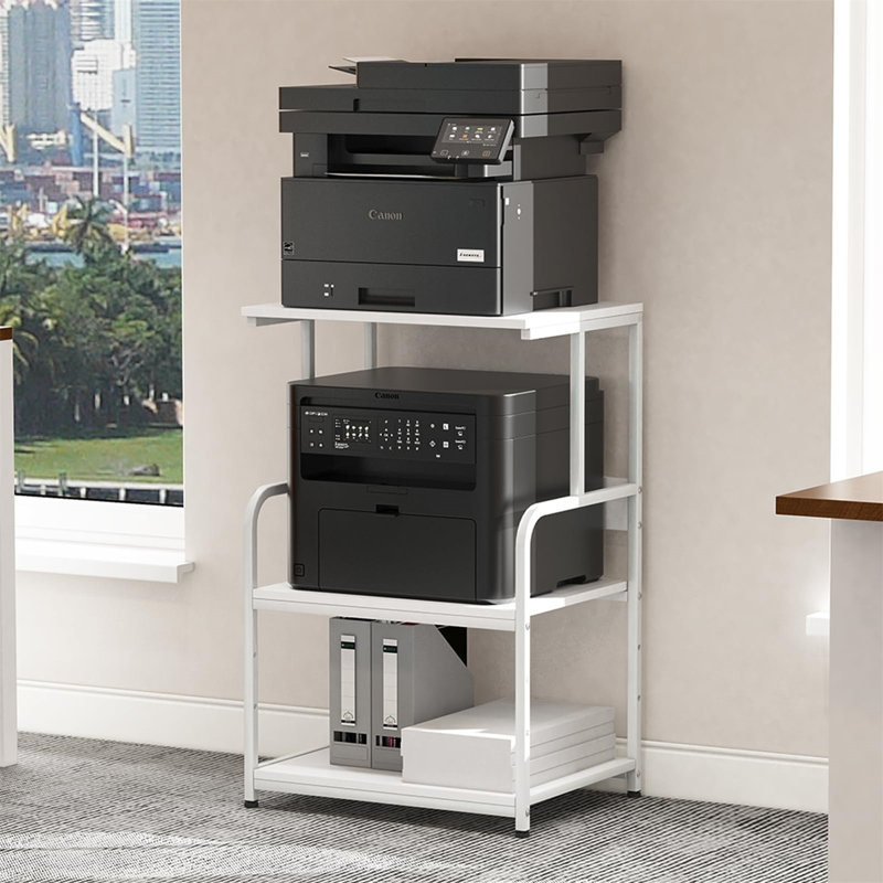 Cecilwood 30'' H Printer Stand with Wheels, 30.98" H x 19.88" W x 15.75" D, White