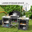 Cuisine de camping pliante avec armoires en tissu pare-brise gris-116828009