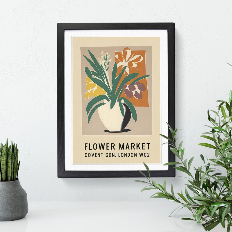 Covent Garden Flower Market Exhibition No.11 - Single Picture Frame Print on Wood, 64cm H x 46cm W x 2cm D
