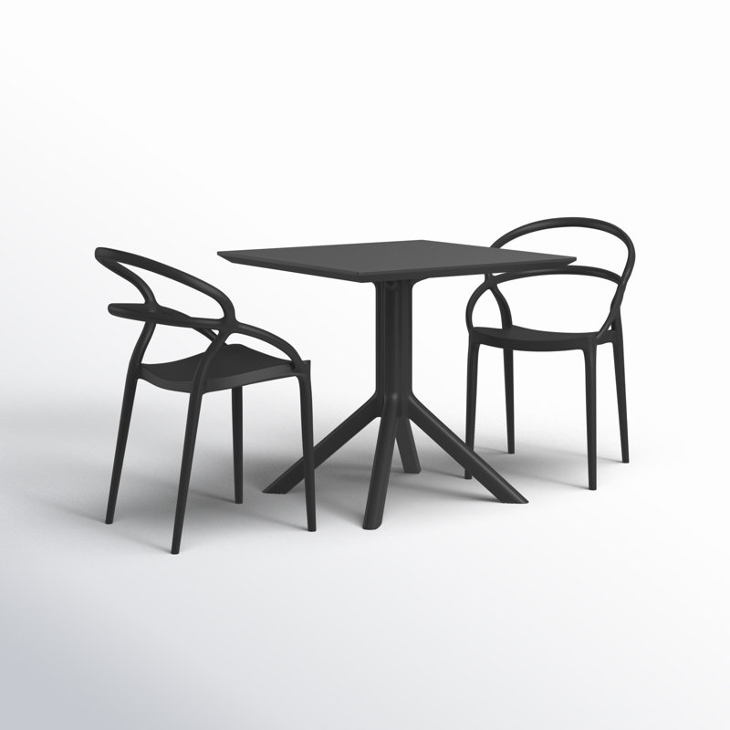 Farrah Patio 3 Piece Bistro Set, Black