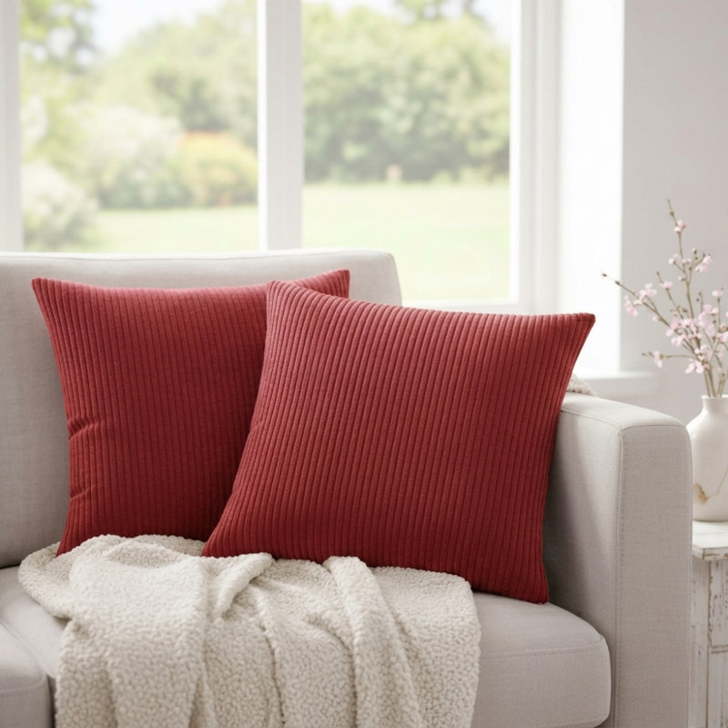 Nayely Square Throw Pillow Cover, Light Red