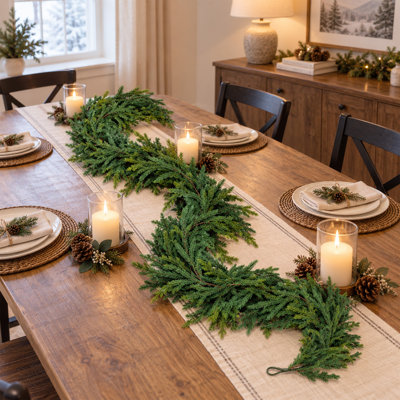 Guirlande de Noël artificielle de 4,88 m (16 pi) avec feuillage de pin hexagonal doux, guirlande de faux pin réaliste pour foyer, escalier, guirlande de verdure simple pour décoration de Noël intérieure et extérieure, guirlande de verdure vierge à faire soi-même pour les fêtes.