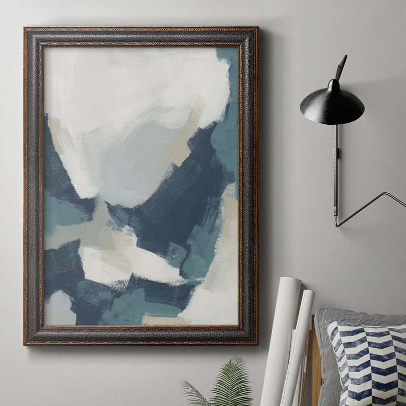 Brushy Blues I - Toile encadrée de qualité supérieure - prête à être accrochée, H 36 po x l 24 po x P 2,5 po