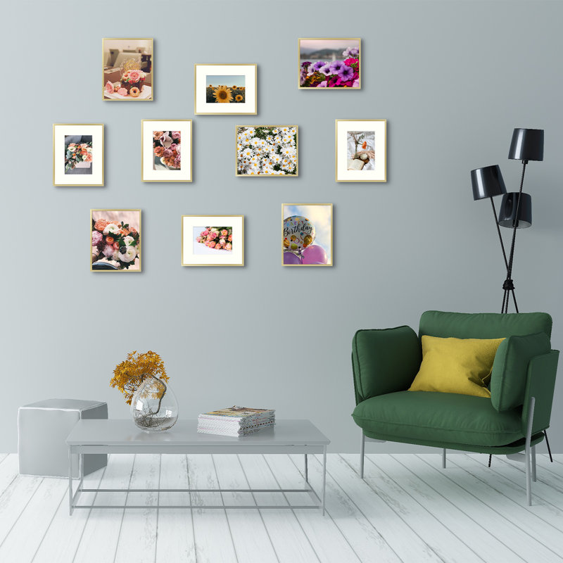 Cadre photo Drennon, Or, 8 pi x 10 po emmêlé à 5 po x 7 po