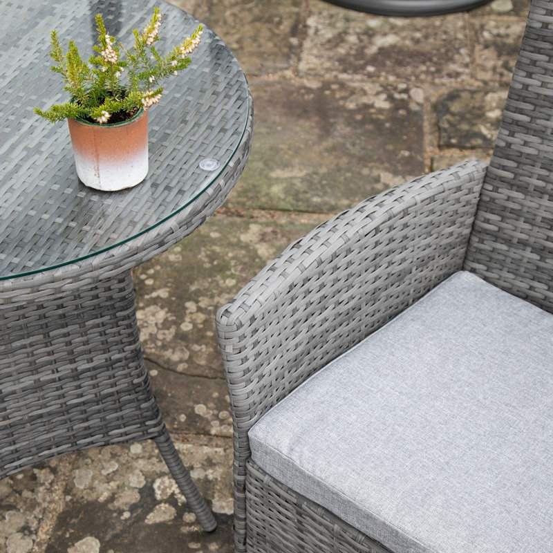 Dubose Wicker Patio Dining Set with, Grey