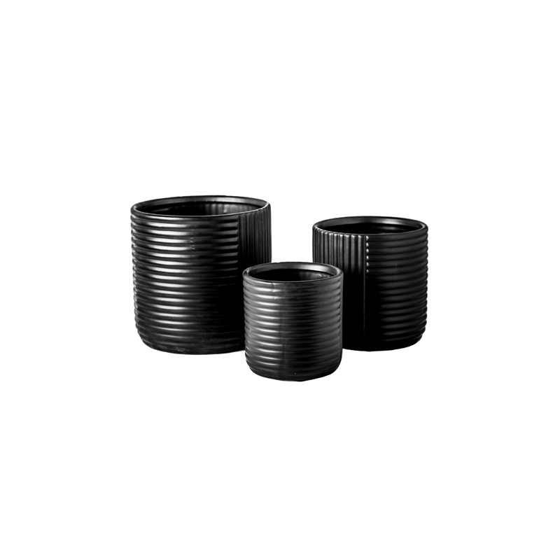 Pot en céramique rond noir mat