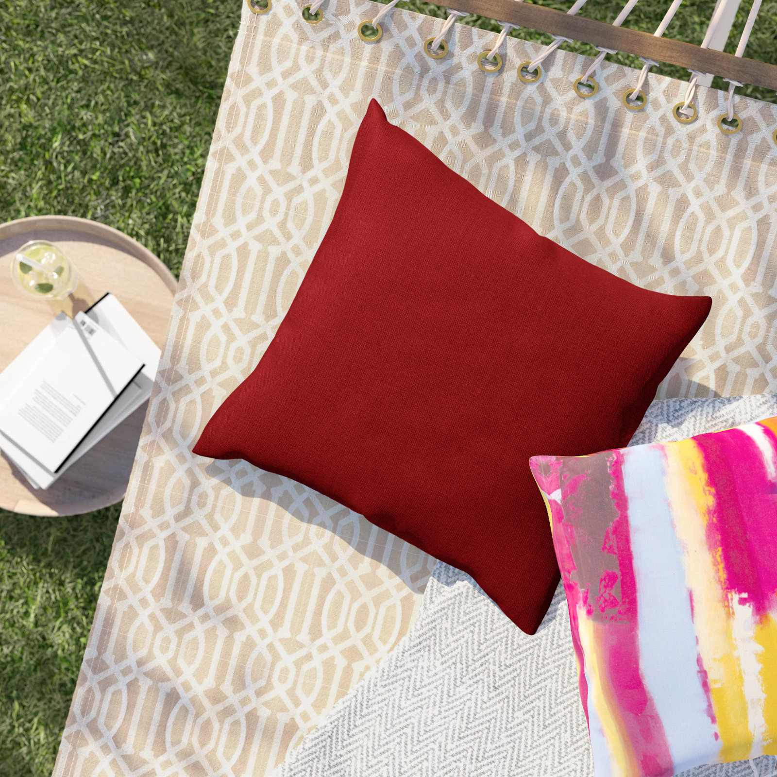  Outdoor Square Pillow Cover & Insert, Canvas Jockey Red Sunbrella®, 20"H x 20"W