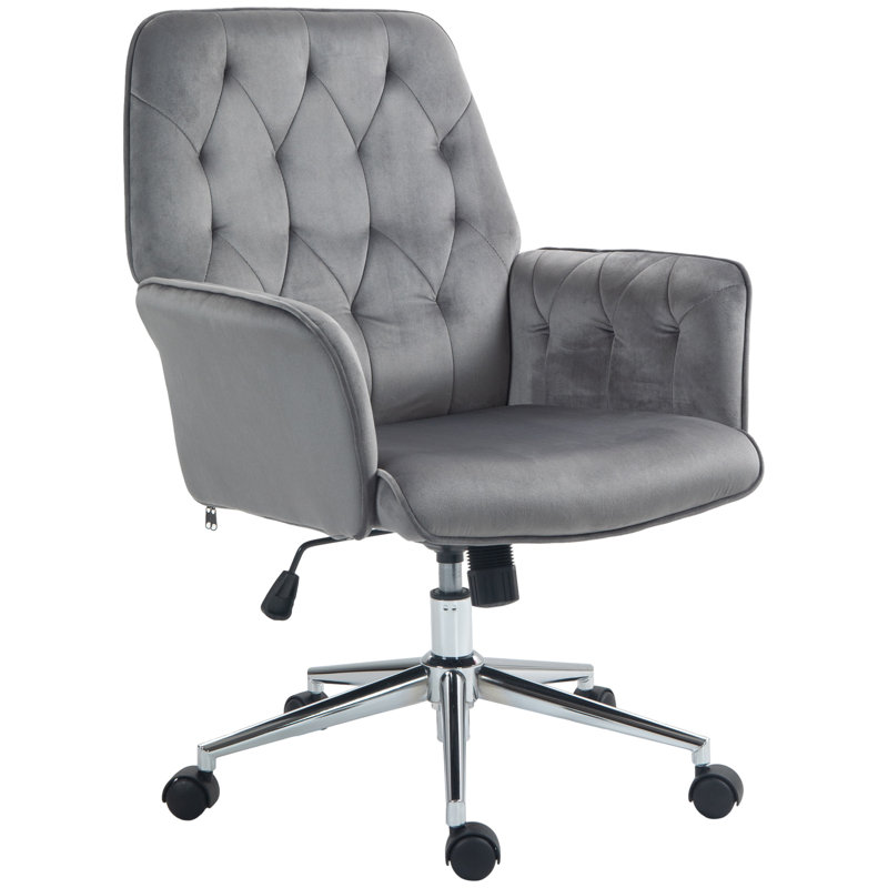 Velvet Desk Chair, Charcoal Grey