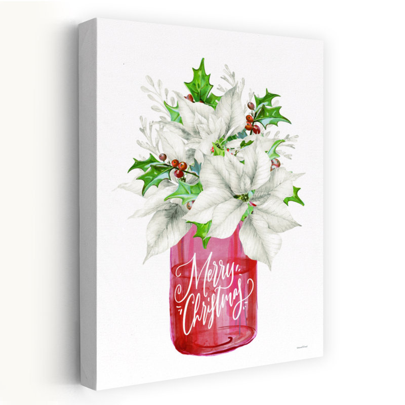 Art contemporain contemporain avec poinsettias, H 48 po x l 32 po