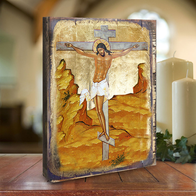 Crucifixion de croix en forme de voûte en forme d'arche - Peinture sur bois