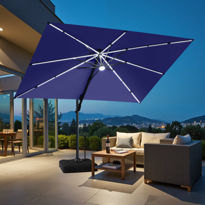 Parasol de patio rectangulaire en porte-à-faux avec base lestée 9 x 11 pi Wasif