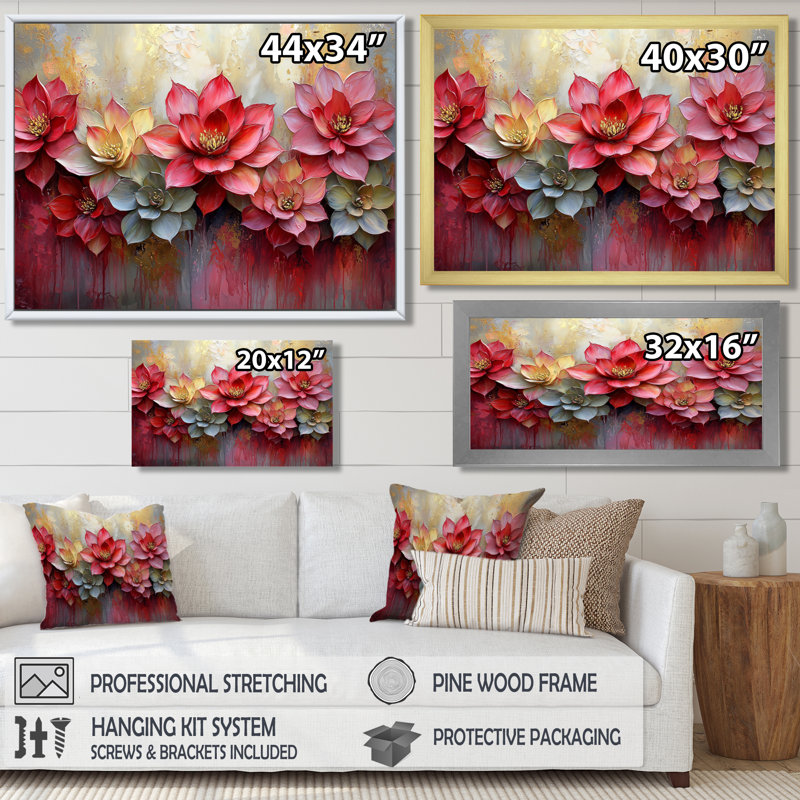 Ireonna - Floral Wall Art, Silver, 28" H x 60" W, Floater Framed Print