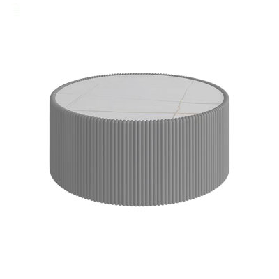 Marble Top Cylinder Shape Leather Coffee modern Sofa Table for Living Room furniture