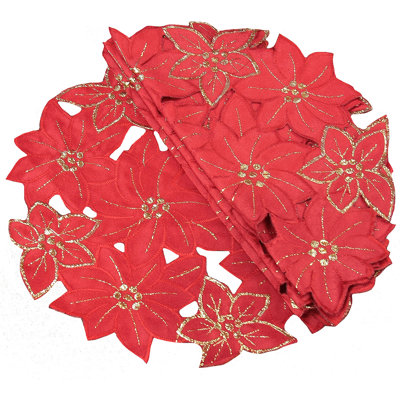 Festive Poinsettia Doilies Set of 4