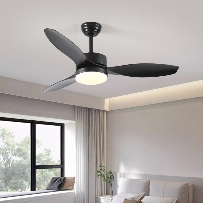 Ventilateur de plafond 52 po intérieur / extérieur avec ensemble de lumières DEL - noir