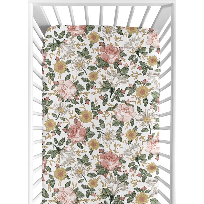 Sweet Jojo Designs Vintage Floral Fitted Crib Sheet & Reviews | Wayfair