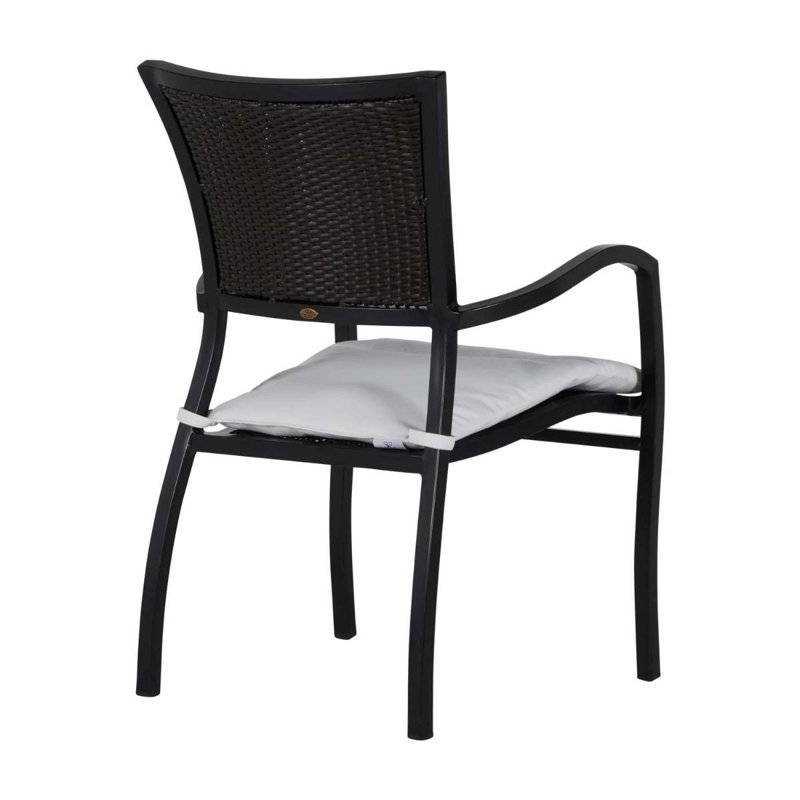 Aire Stacking Patio Dining Armchair With Cushions, Aire #2 Ancient Earth/Black Walnut, No Welt, Verona Silver