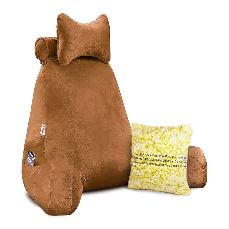 Très grand coussin de lecture et de repos pour lit Vekkia, Brun
