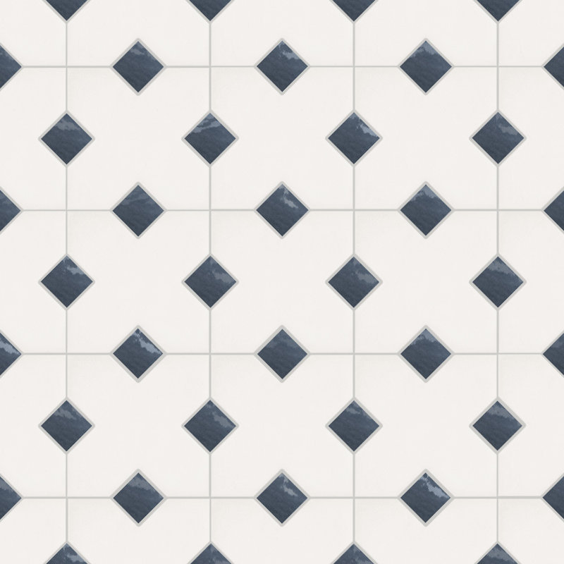 Carreau en porcelaine Cross and Dot, Os / Bleu