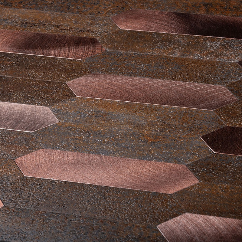 12" x 12"  Metal Mosaic Wall Tile, Brown/Copper