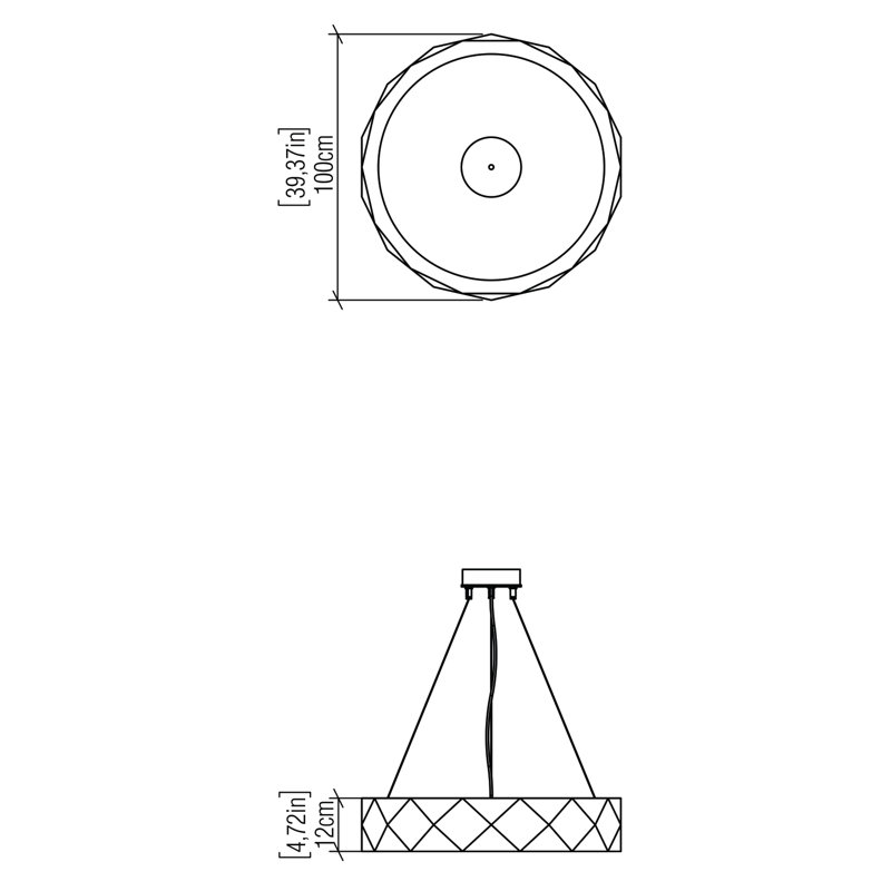1 - Light LED Pendant, Louro Freijó, 4.68" H x 39" W x 39" D