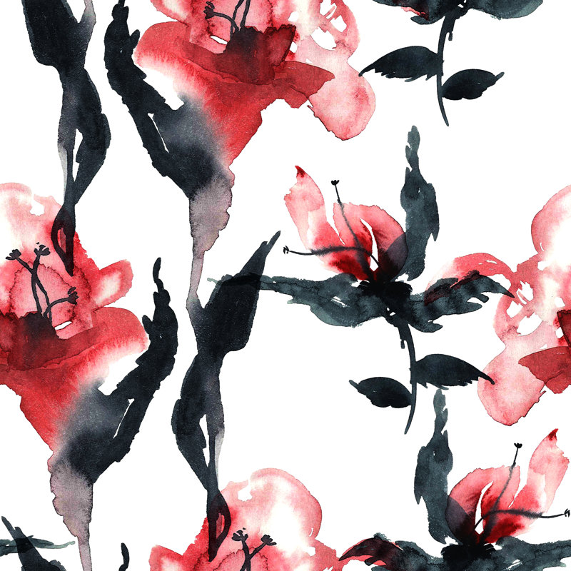 Red Beautiful Flowers - Wrapped Canvas Painting, 30cm H x 30cm W x 3.8cm D
