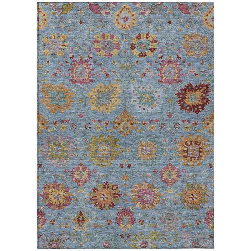 Machine Washable Indoor/Outdoor Chantille ACN2288 Damask Rug, Rectangle 9' x 12'