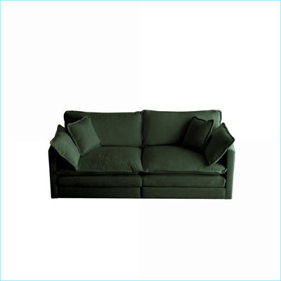 Causeuse moderne à 2 places avec 4 coussins pour le salon, la chambre à coucher | Vert sauge | Chenille