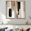 Compositions minimalistes et géométriques dans des tons naturels - ensemble d'art mural moderne Mid-Century de 2