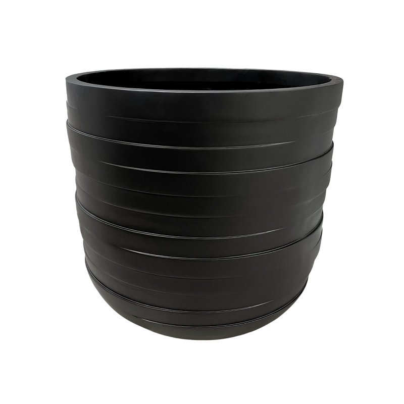 Pot de fleurs en fibre de verre, H 22 po x l 22 po x P 22 po, Noir