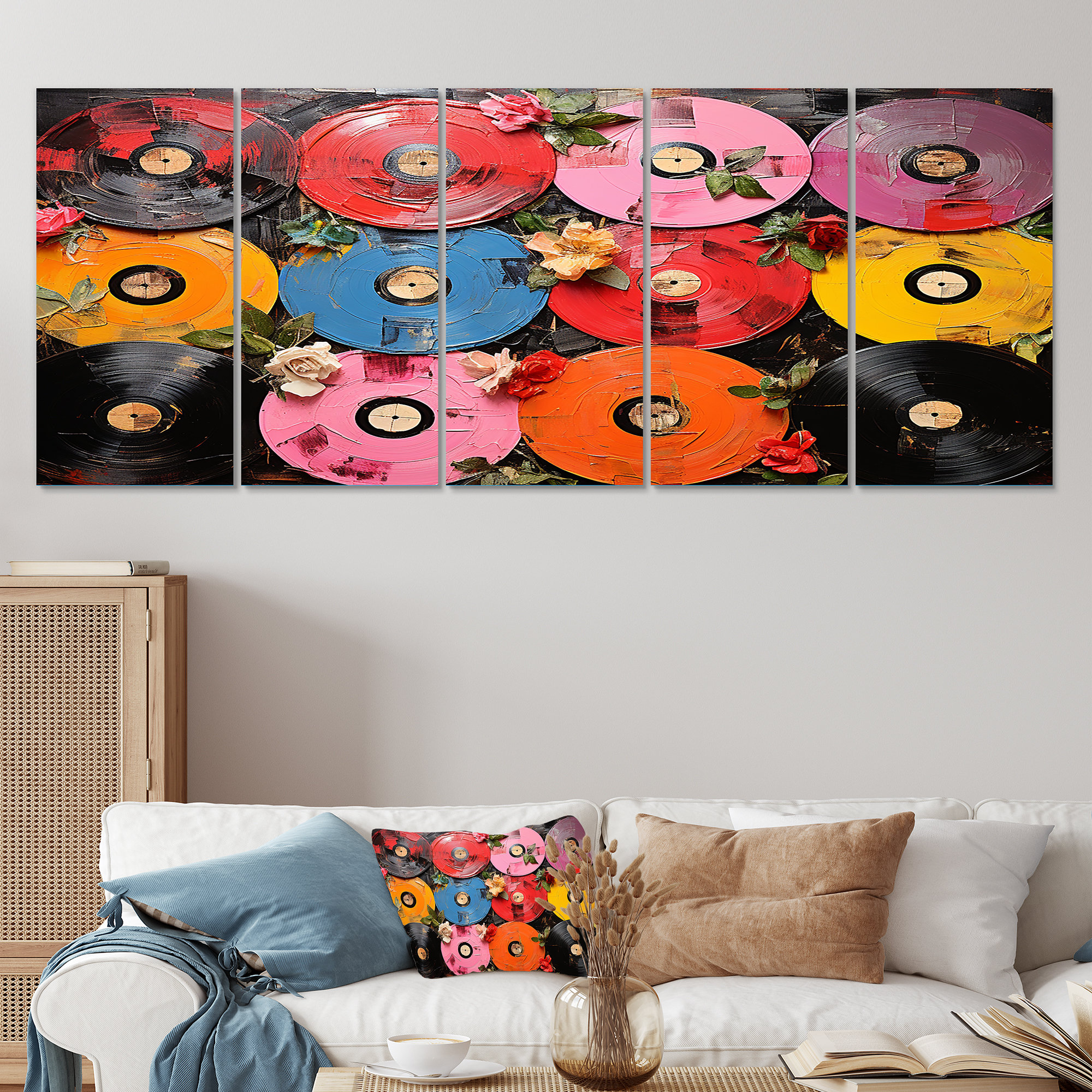 Latitude Run® Colorful Vinyl Records Melody - Vinyl Records 5 Piece ...