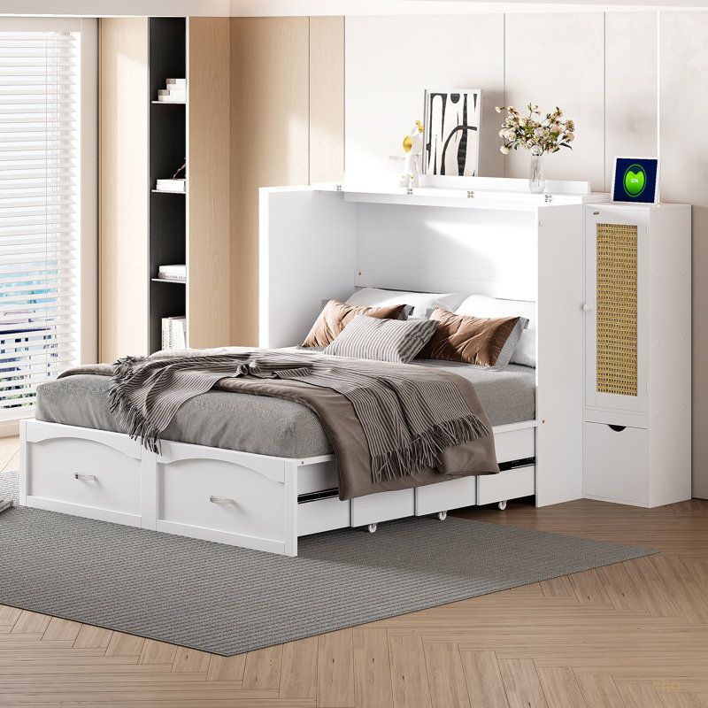 Damarco Murphy Bed, White, Full