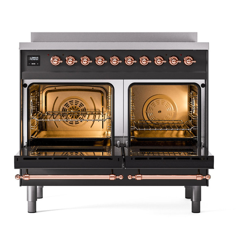Cuisinière à induction 40 pouces avec 6 éléments à induction ILVE Nostalgie II Series (porte en verre), Graphite mat / cuivre