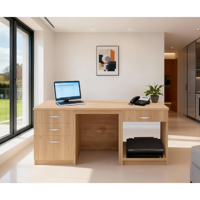 Walshaw Solid Wood Base Writing Desk, Sandstone